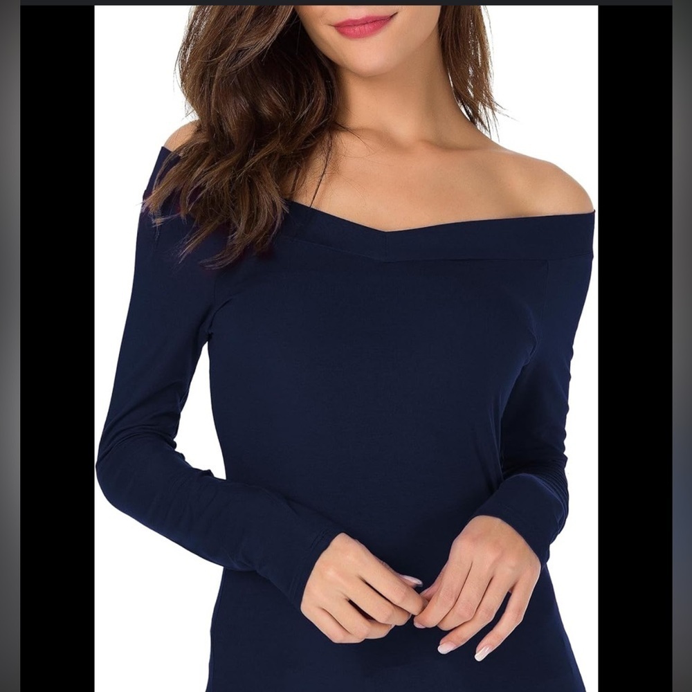 Lilly Pulitzer Off Shoulder Long Sleeve Top XS Navy – Pima Cotton